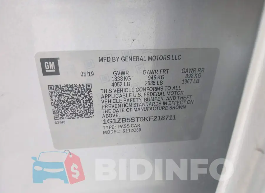 1G1ZB5ST5KF218711 Photo# 9