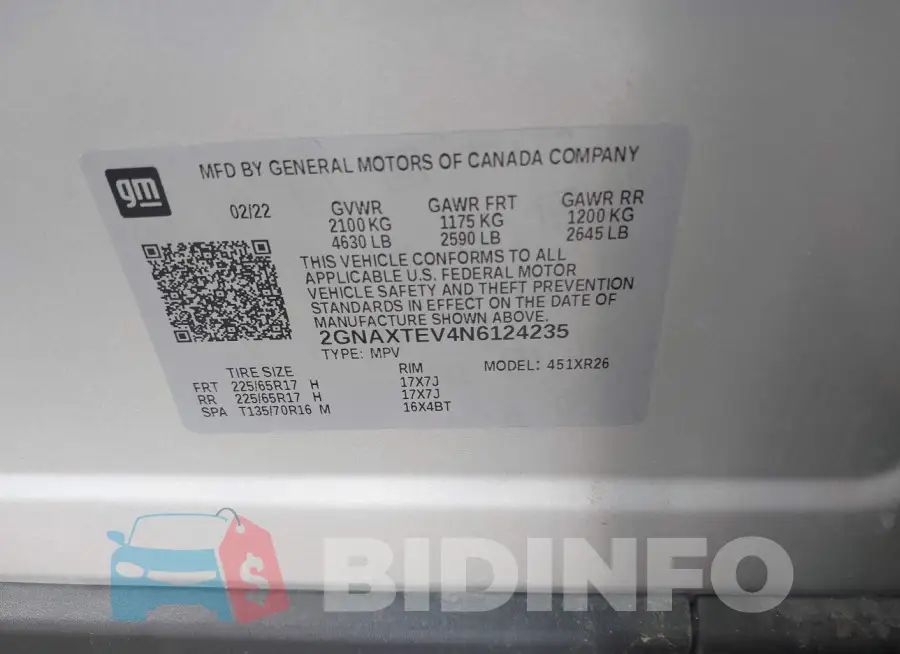 2GNAXTEV4N6124235 Photo# 9