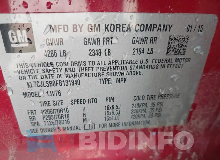 KL7CJLSB0FB131840 Photo# 9
