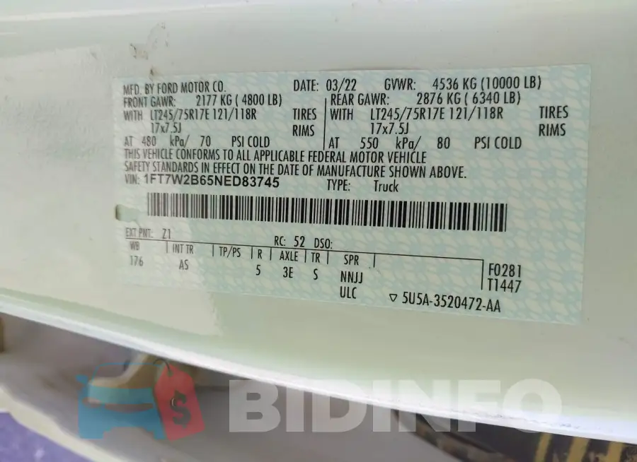 1FT7W2B65NED83745 Photo# 9