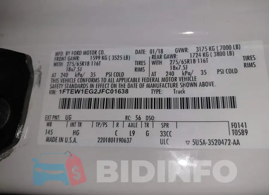 1FTEW1EG2JFC01638 Photo# 9