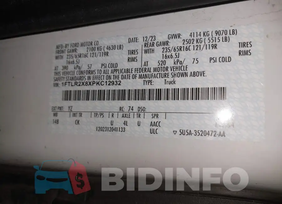1FTLR2X8XPKC12932 Photo# 9