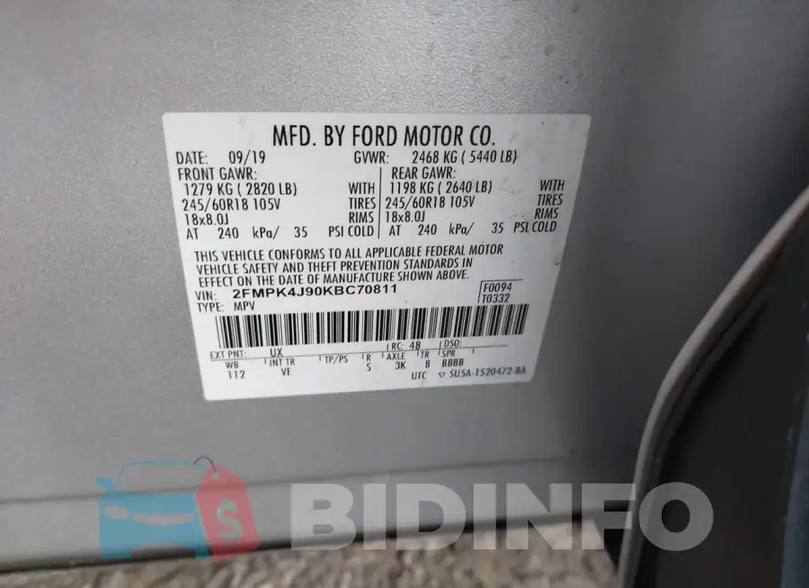 2FMPK4J90KBC70811 Photo# 9