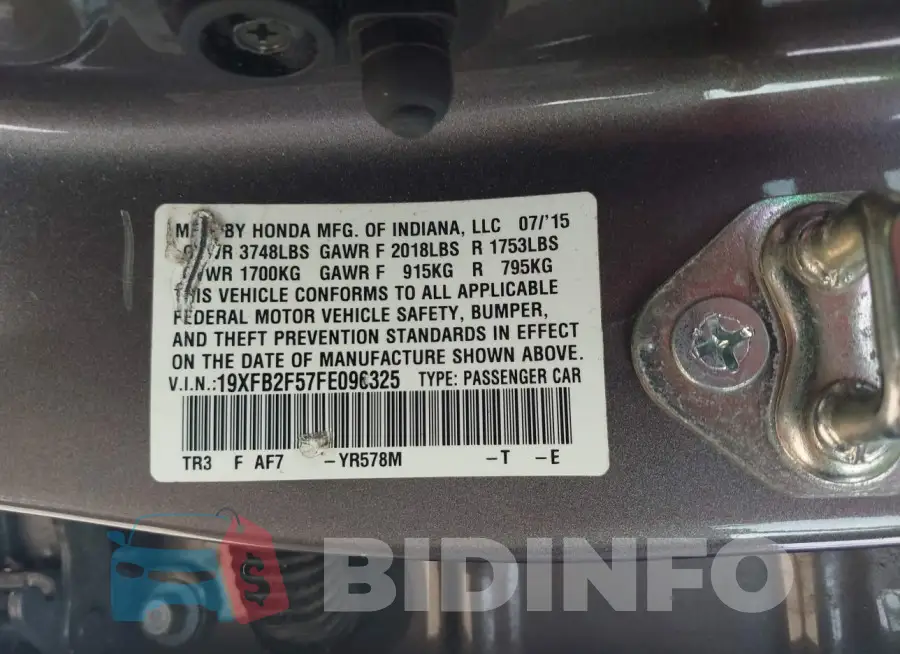 19XFB2F57FE096325 Photo# 9