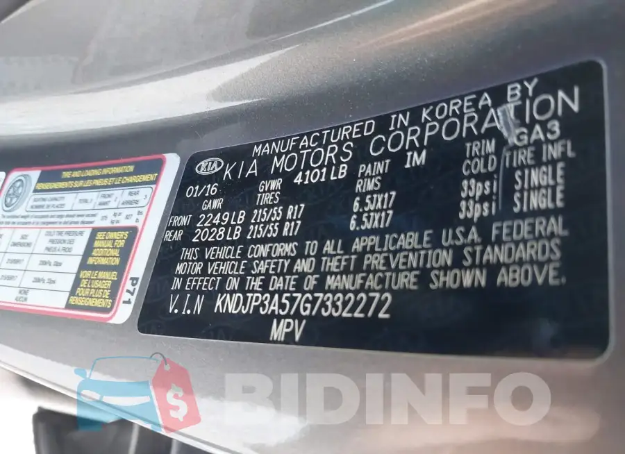 KNDJP3A57G7332272 Photo# 9
