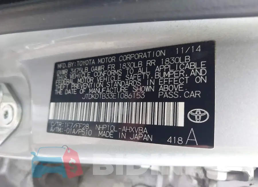 JTDKDTB33E1086153 Photo# 9