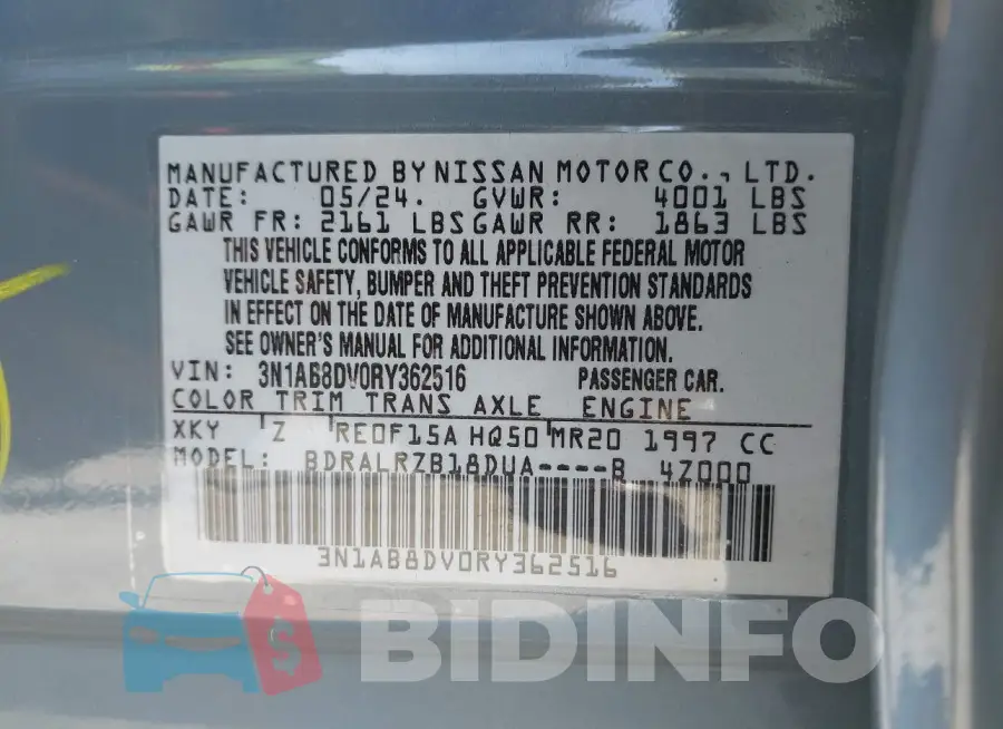 3N1AB8DV0RY362516 Photo# 9