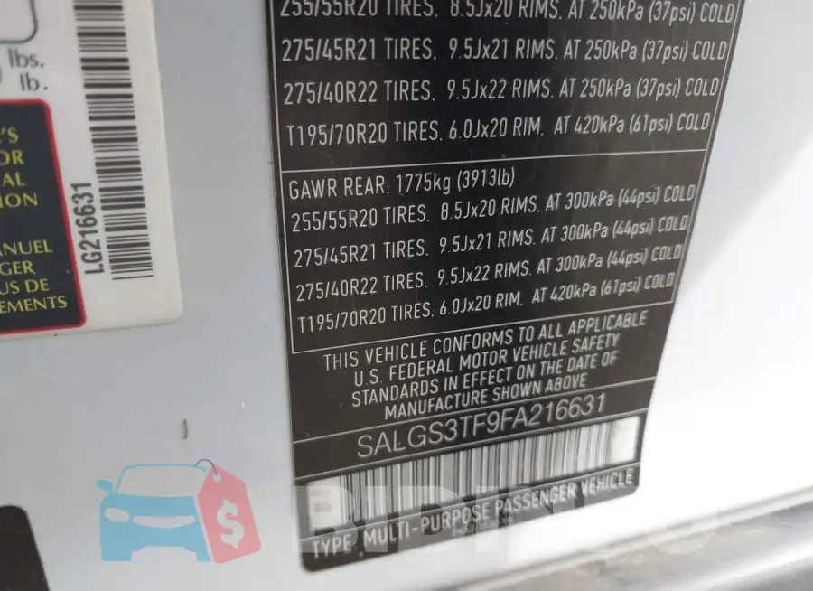 SALGS3TF9FA216631 Photo# 9