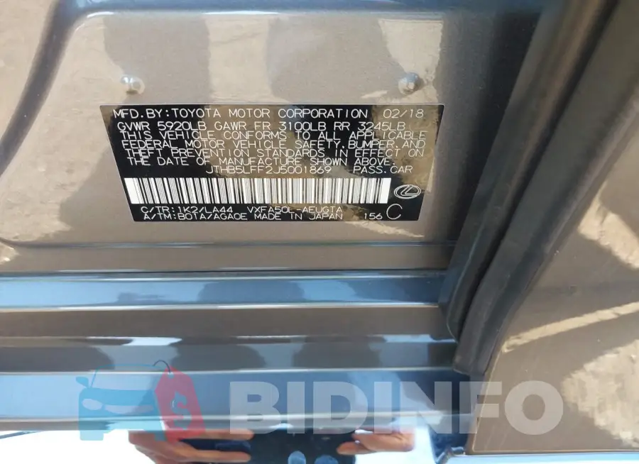 JTHB5LFF2J5001869 Photo# 9