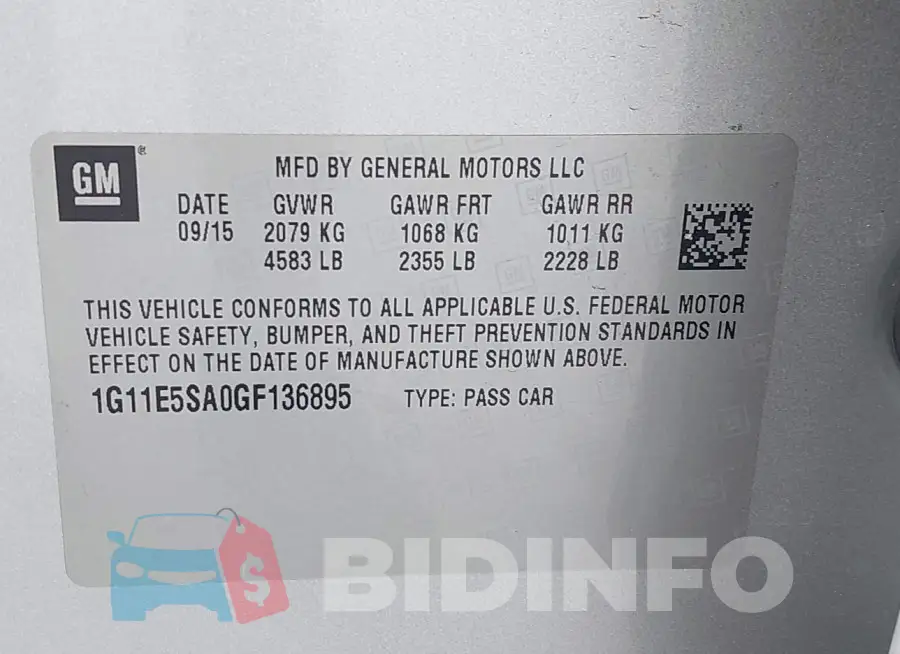 1G11E5SA0GF136895 Photo# 9