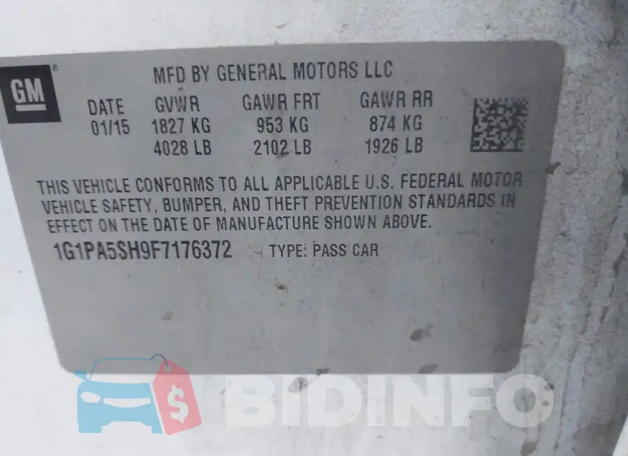1G1PA5SH9F7176372 Photo# 9