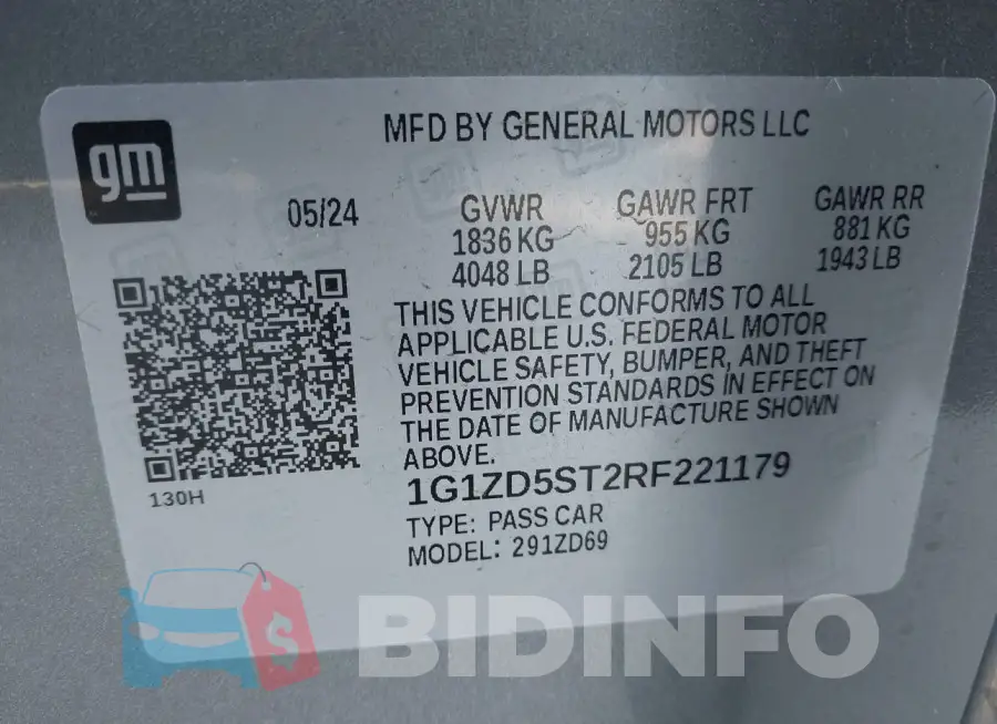 1G1ZD5ST2RF221179 Photo# 9