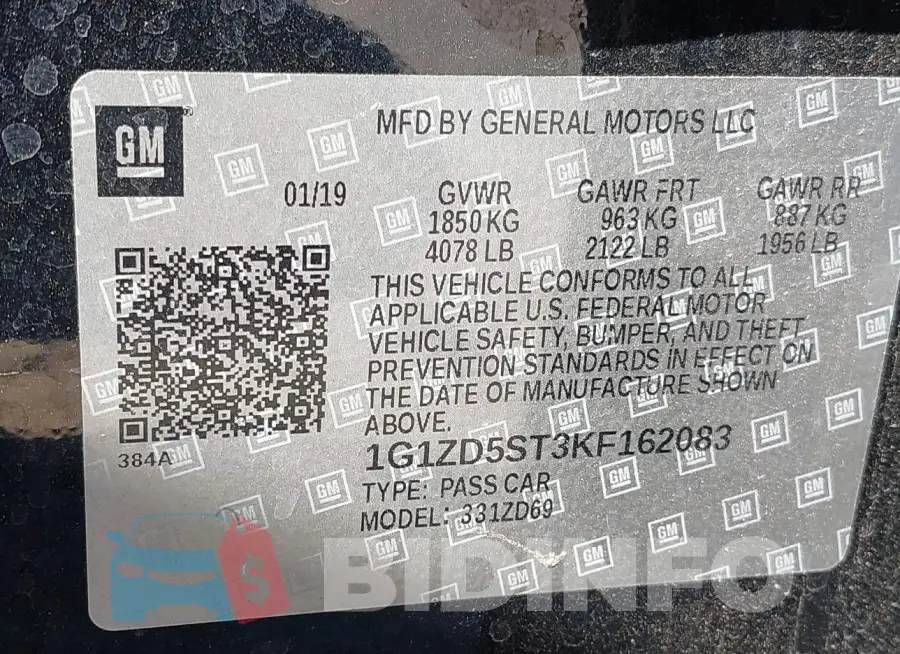1G1ZD5ST3KF162083 Photo# 9