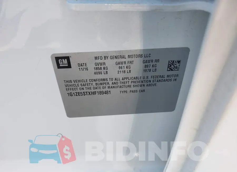 1G1ZE5STXHF189481 Photo# 9