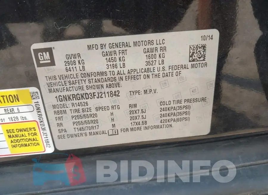 1GNKRGKD3FJ211842 Photo# 9