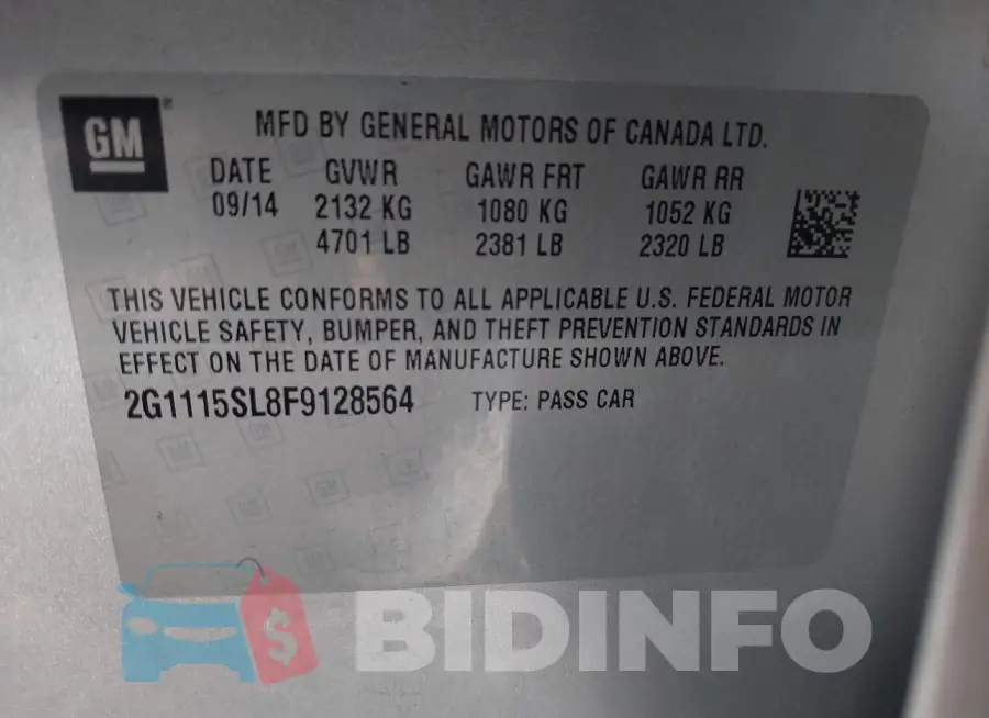 2G1115SL8F9128564 Photo# 9