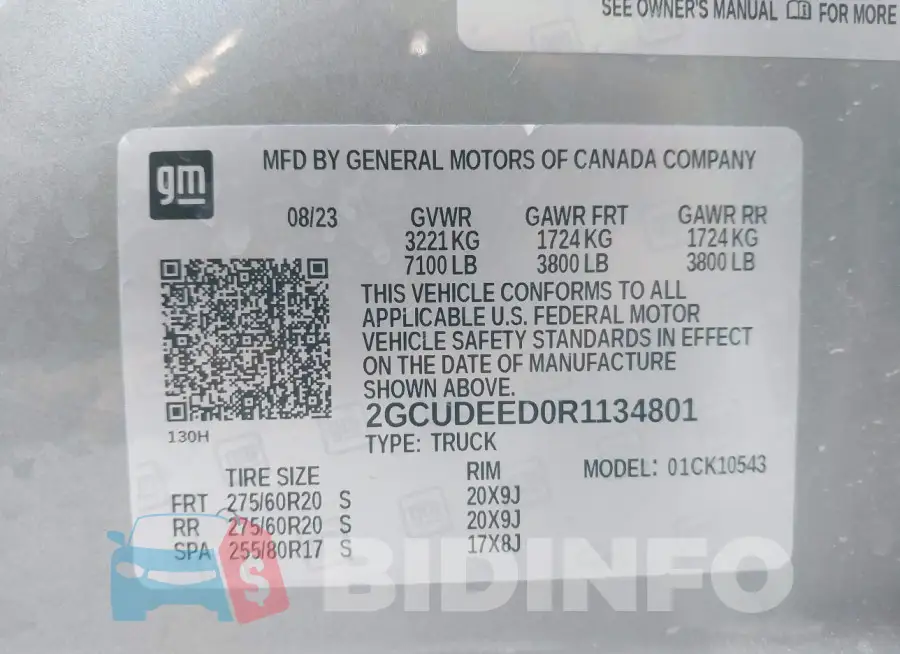 2GCUDEED0R1134801 Photo# 9