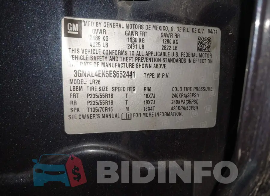 3GNAL4EK5ES652441 Photo# 9