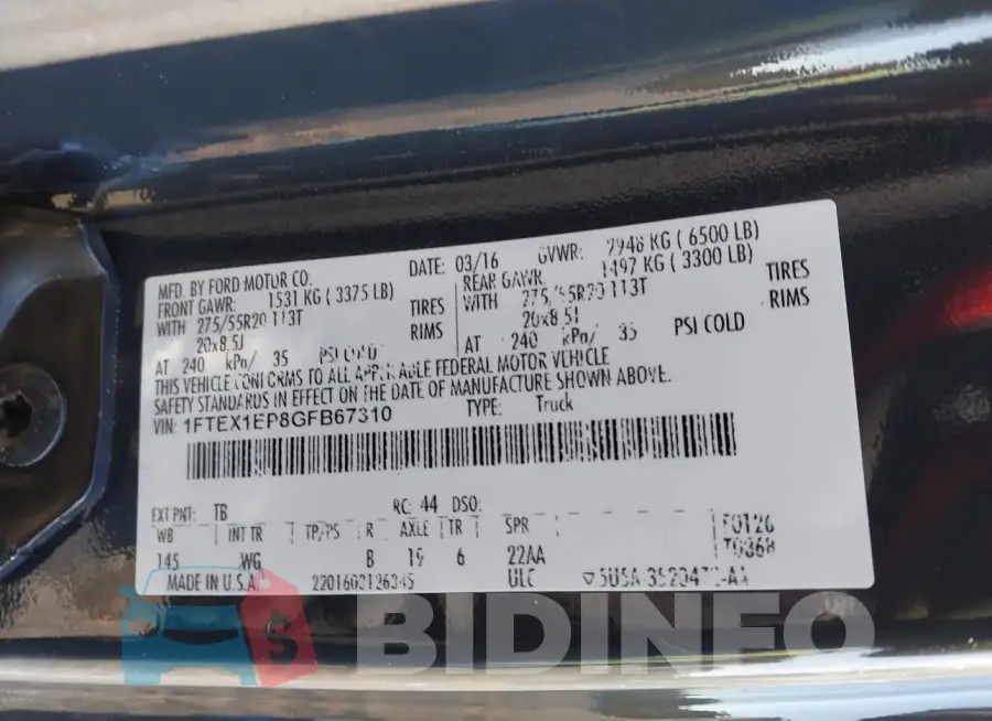 1FTEX1EP8GFB67310 Photo# 9
