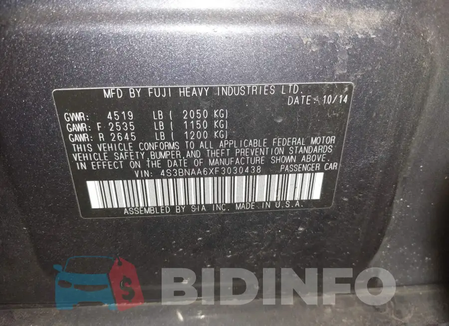 4S3BNAA6XF3030438 Photo# 9