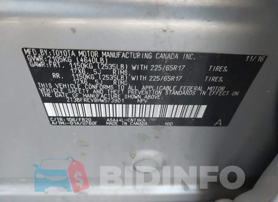 2T3BFREV8HW573901 Photo# 9