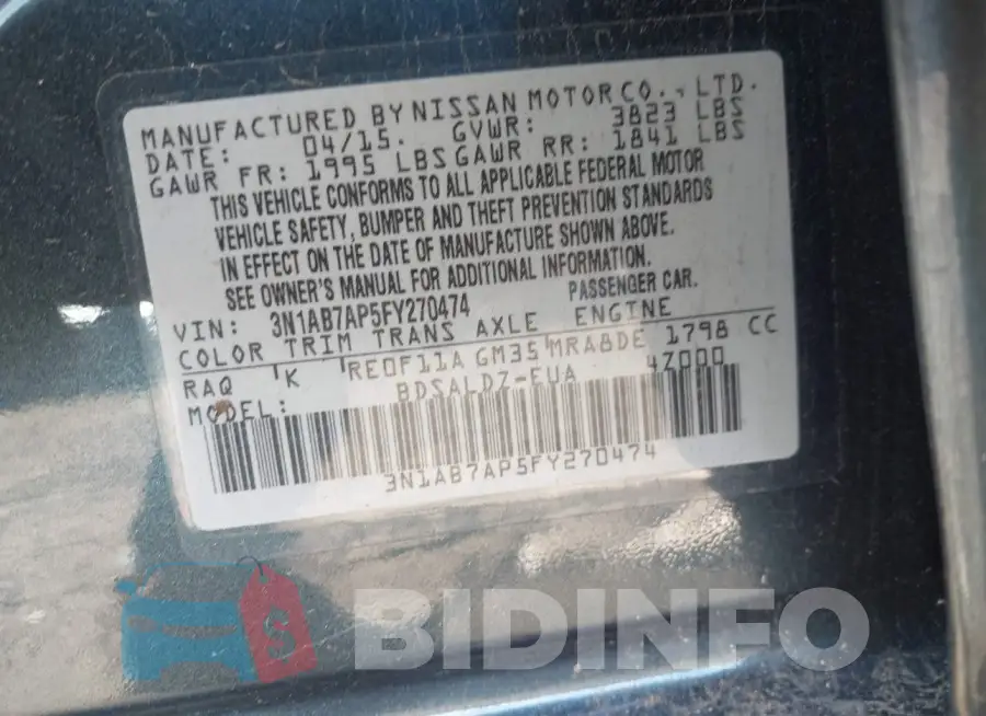 3N1AB7AP5FY270474 Photo# 9