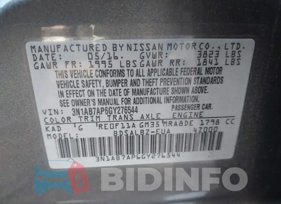 3N1AB7AP6GY276544 Photo# 9