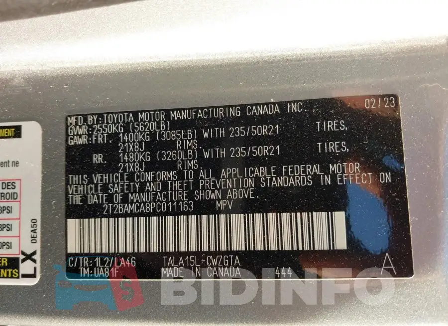 2T2BAMCA8PC011163 Photo# 9