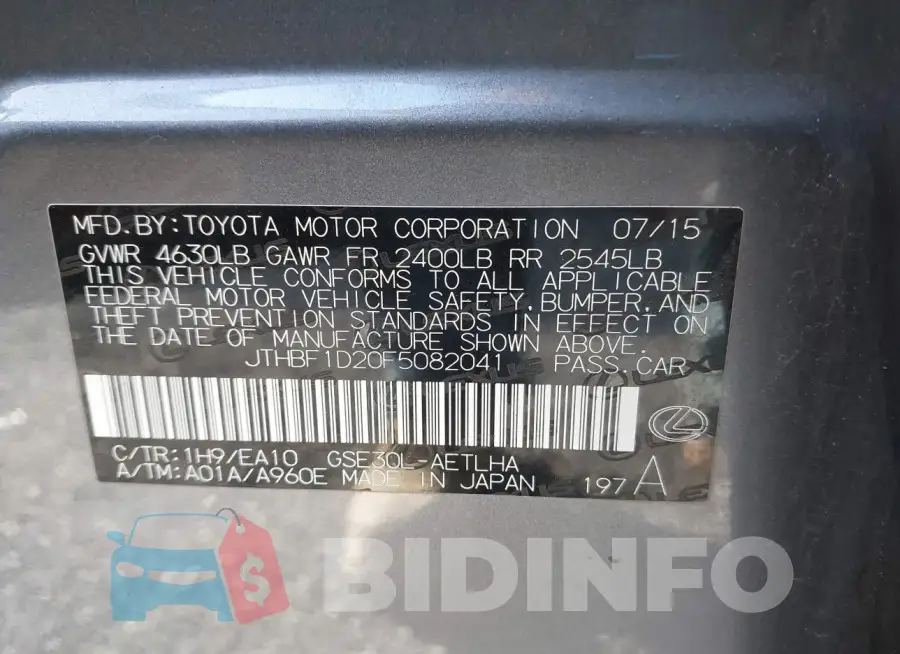 JTHBF1D20F5082041 Photo# 9