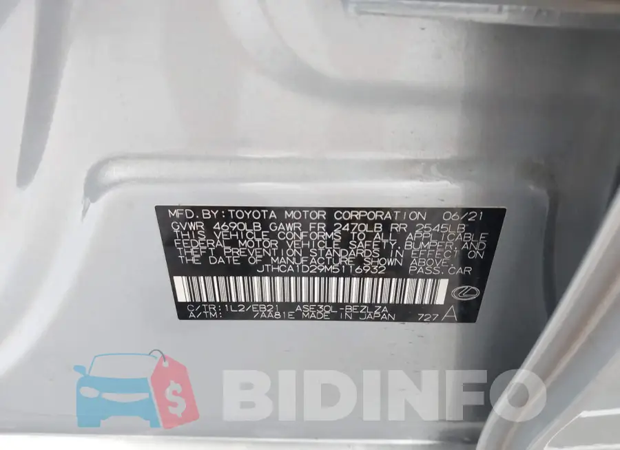 JTHCA1D29M5116932 Photo# 9
