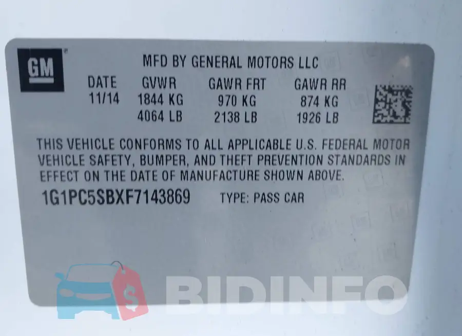 1G1PC5SBXF7143869 Photo# 9