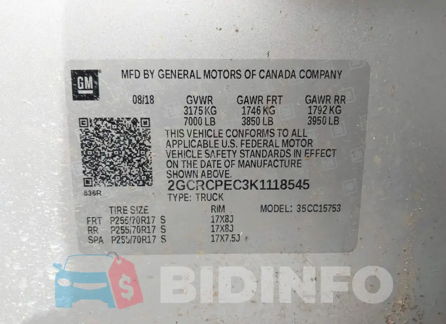 2GCRCPEC3K1118545 Photo# 9