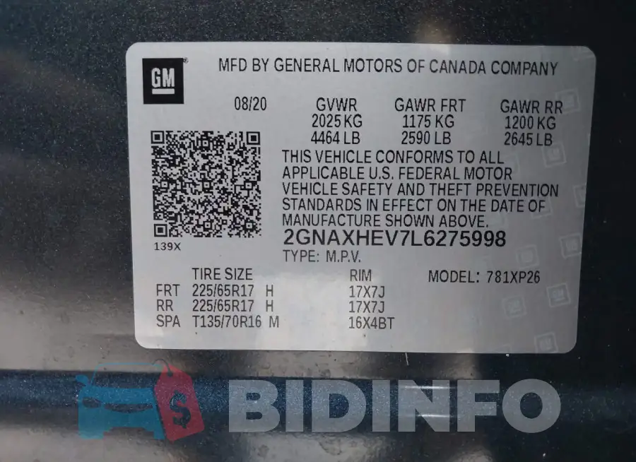 2GNAXHEV7L6275998 Photo# 9