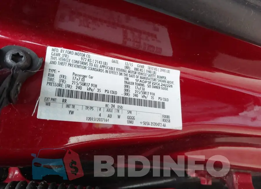 1FADP3F22GL242228 Photo# 9