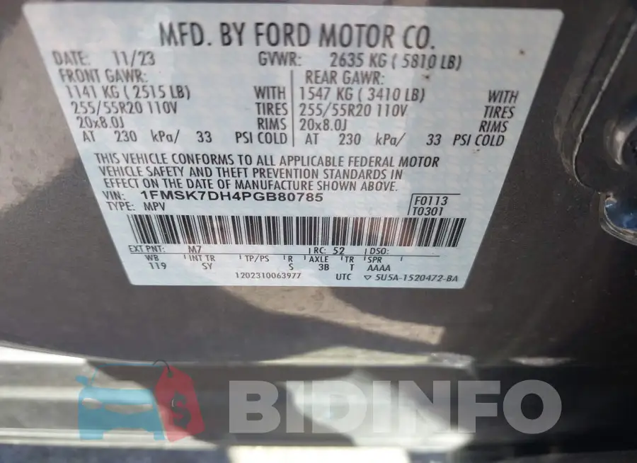 1FMSK7DH4PGB80785 Photo# 9