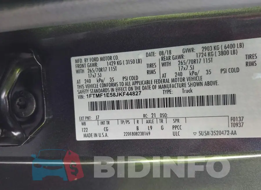 1FTMF1E58JKF44827 Photo# 9