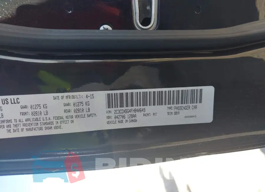 2C3CDXBG4FH840649 Photo# 9