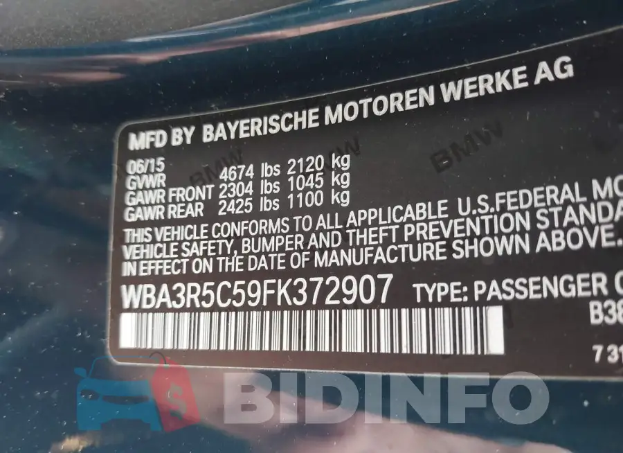 WBA3R5C59FK372907 Photo# 9