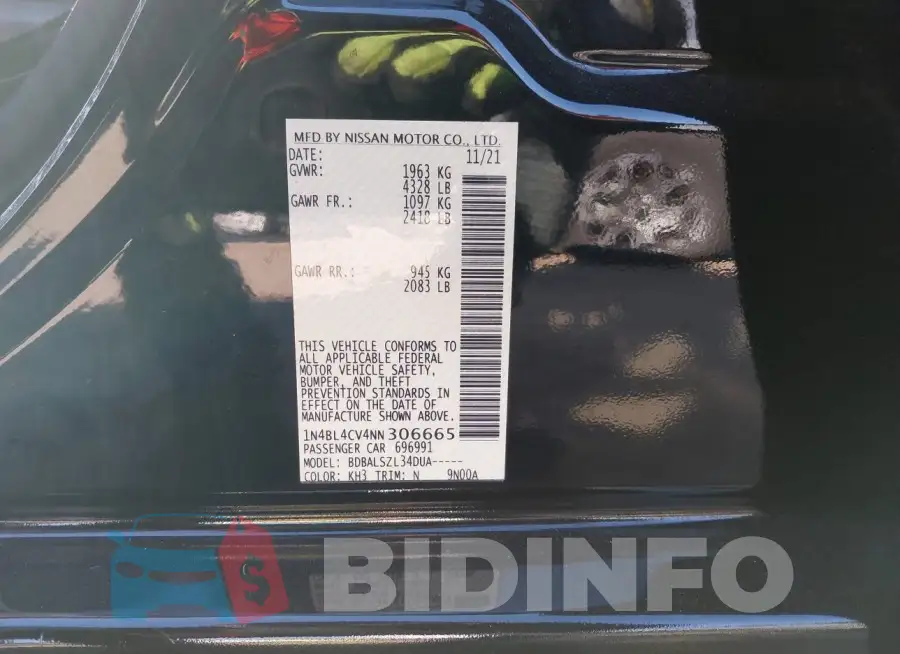 1N4BL4CV4NN306665 Photo# 9