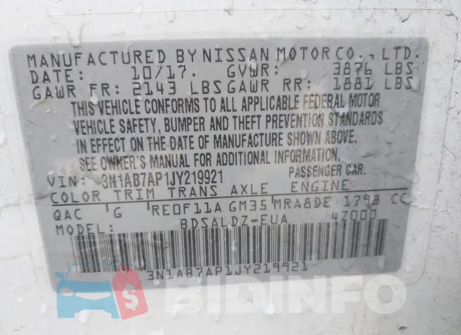 3N1AB7AP1JY219921 Photo# 9