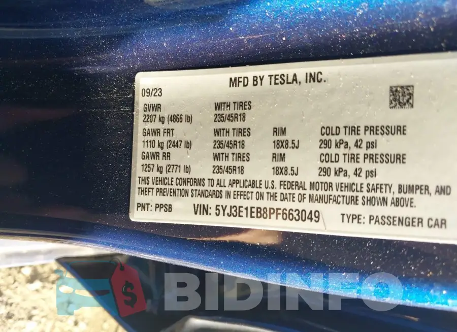 5YJ3E1EB8PF663049 Photo# 9