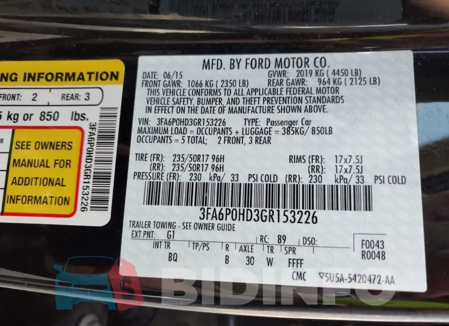 3FA6P0HD3GR153226 Photo# 9
