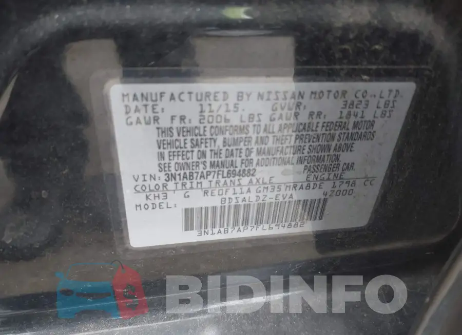 3N1AB7AP7FL694882 Photo# 9