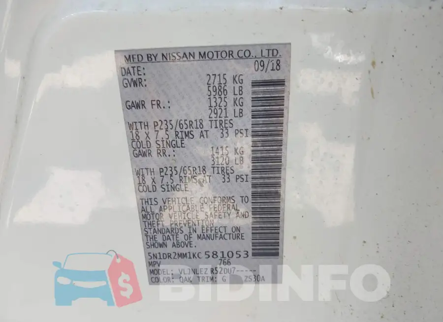 5N1DR2MM1KC581053 Photo# 9