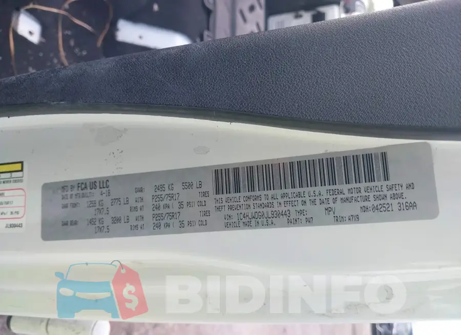 1C4HJWDG0JL930443 Photo# 9