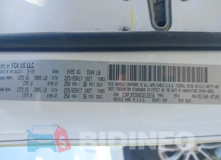 1C4PJMCB2KD212216 Photo# 9