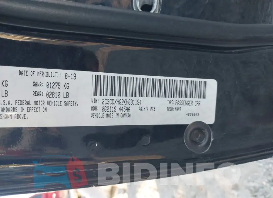 2C3CDXHG2KH681194 Photo# 9