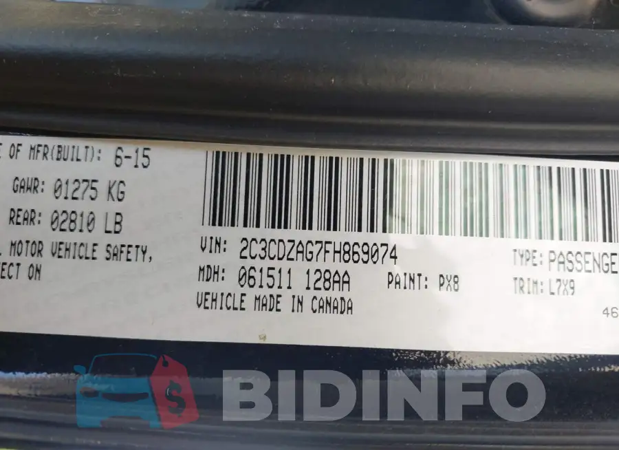 2C3CDZAG7FH869074 Photo# 9
