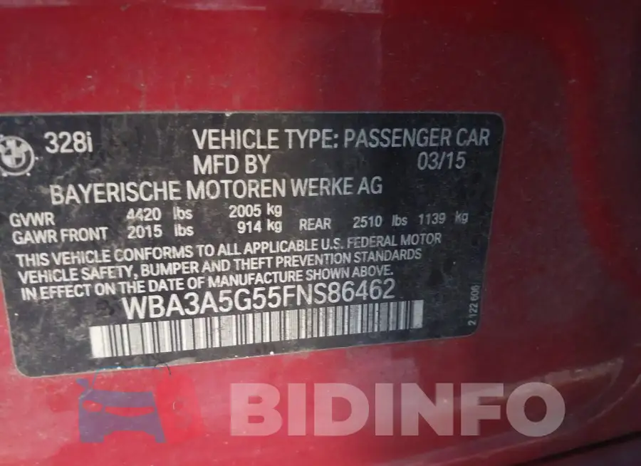 WBA3A5G55FNS86462 Photo# 9