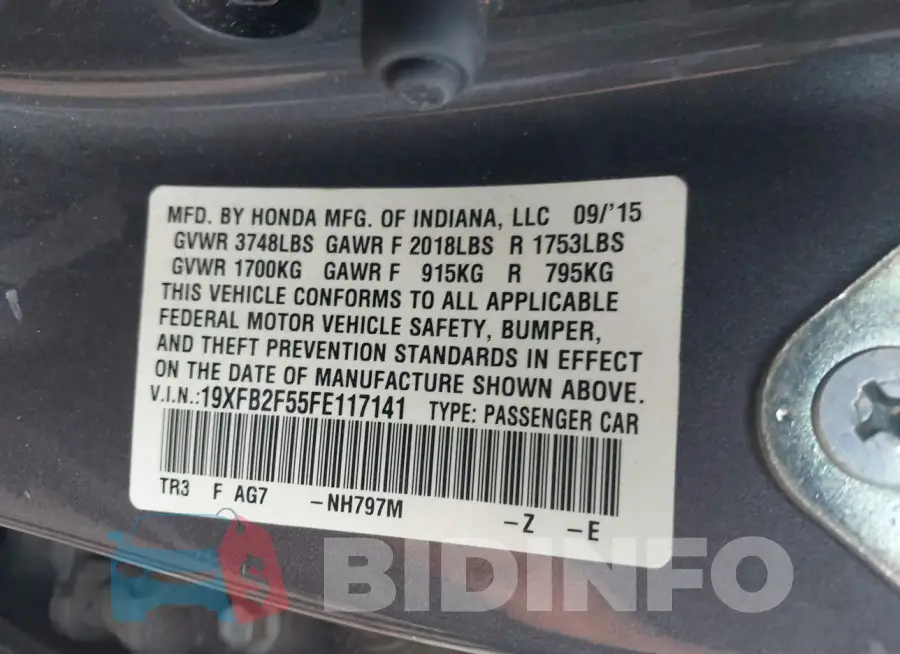 19XFB2F55FE117141 Photo# 9